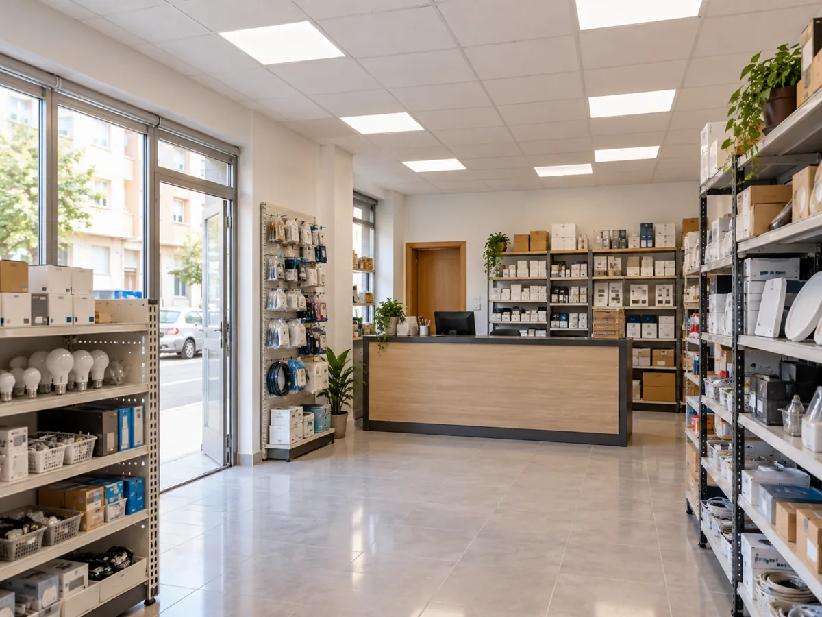 Light for a neighbourhood shop, synthetic example