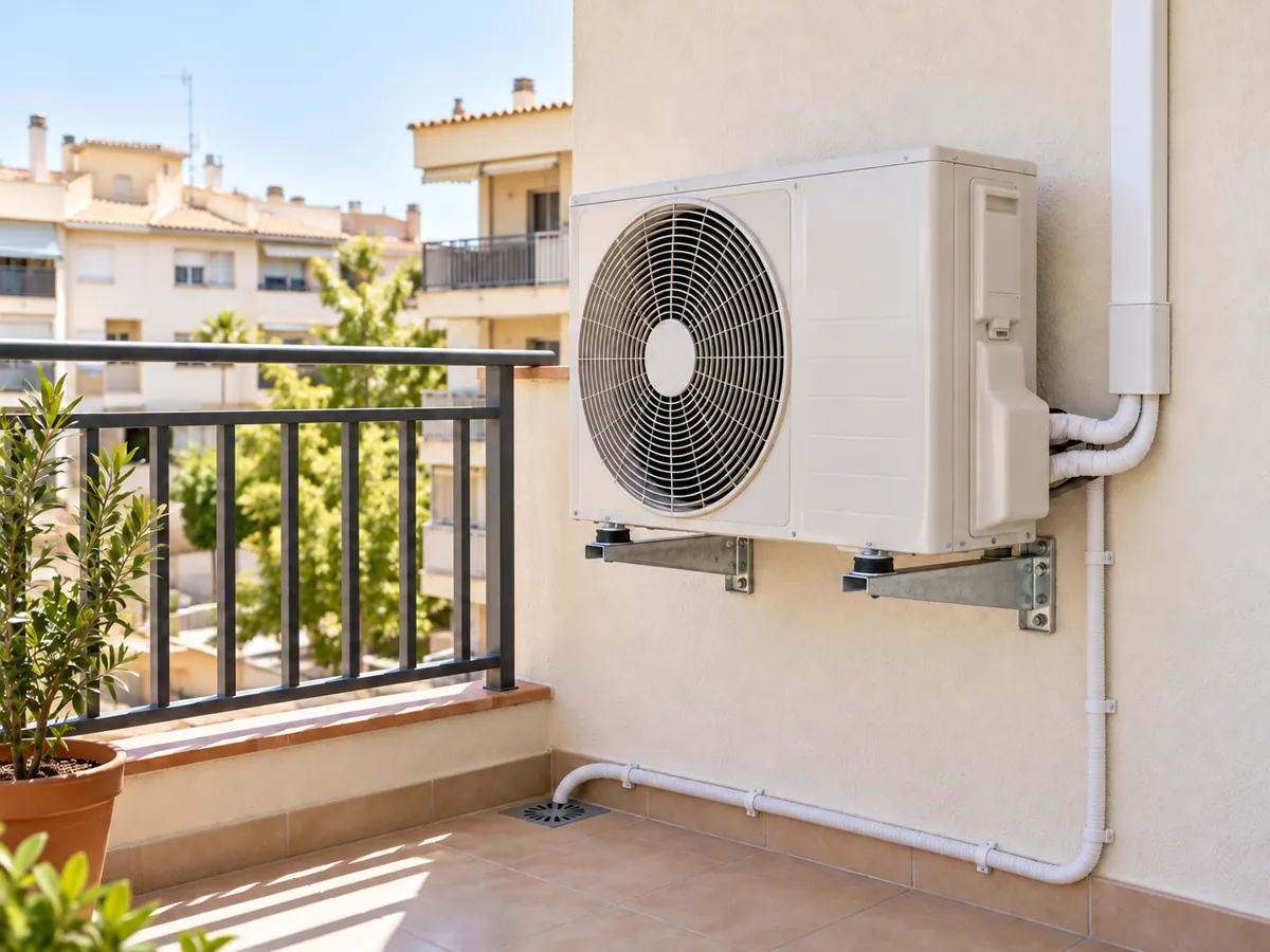 An outdoor unit with a tidy finish, synthetic example